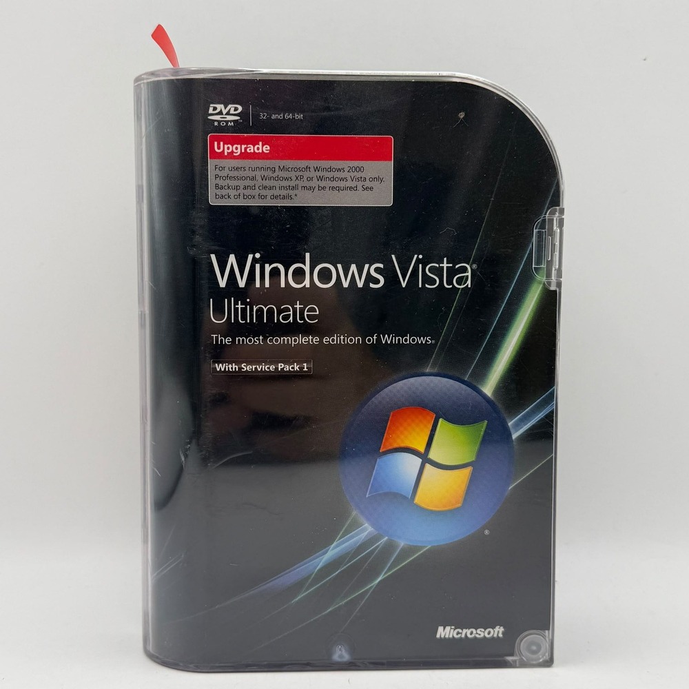 Microsoft Windows Vista Ultimate Upgrade PC Software SP1 32/64-bit DVD Case